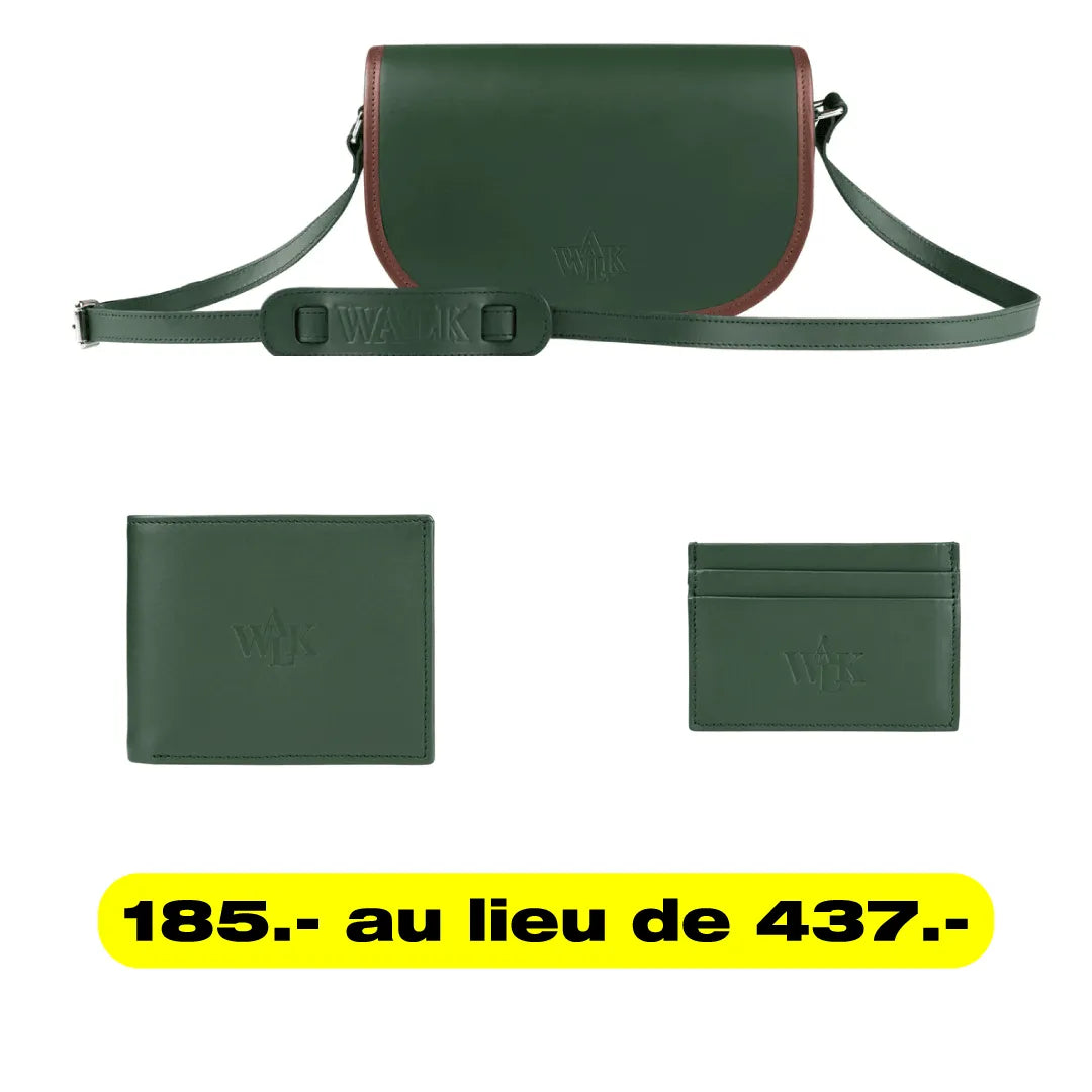 WALK IN PARIS Maroquinerie Pine Green Bundle 3 pièces - HIDEOUT